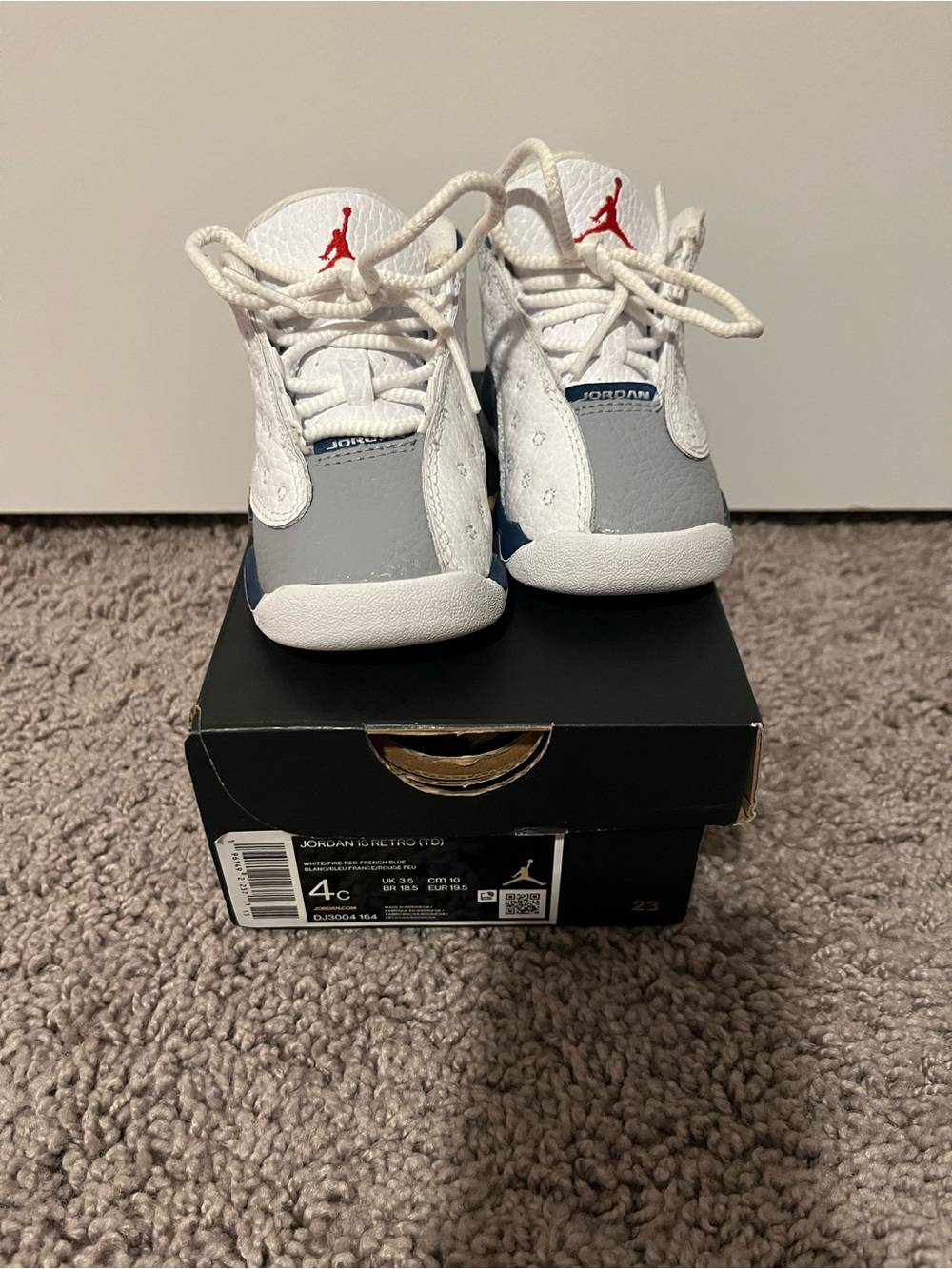 Jordan Kids White, Gray & Red Retro Sneakers